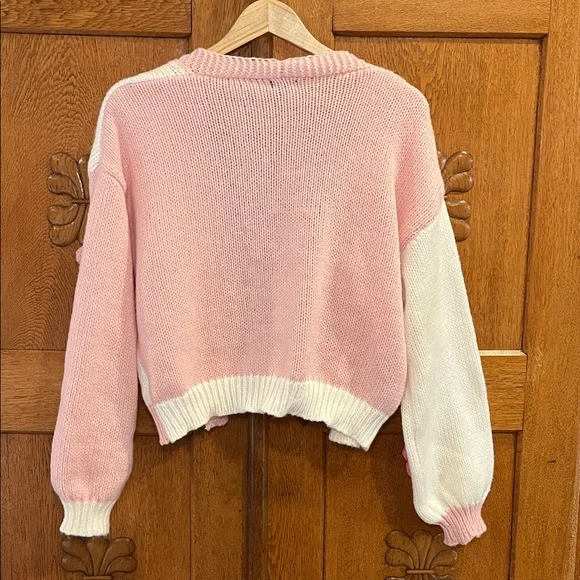 💥HP💥 🆕 NWT Debut 3D Daisy Cardigan Sweater – Small/Medium – Pink - Picture 7 of 8